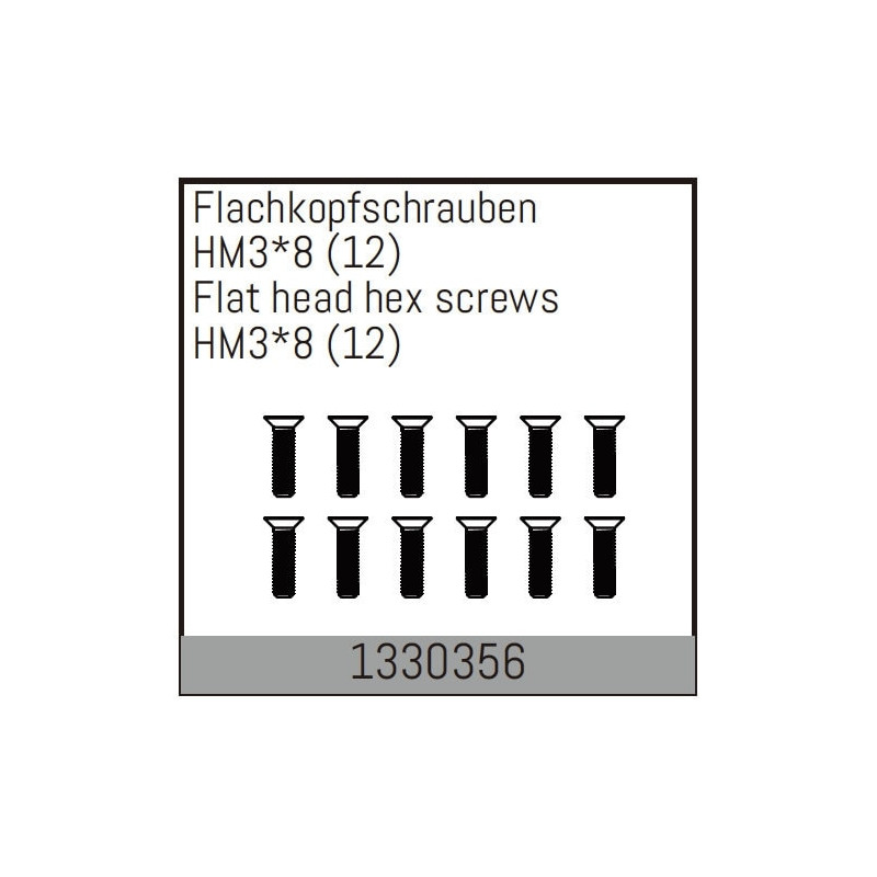 HM3*8mm Flat Hex Screw 12pcs