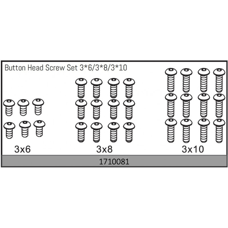 Button Head Screw Set 3x6/3x8/3x10