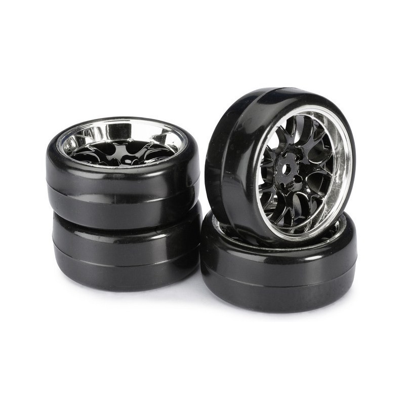 Wheel Set Drift LP Comb / Profile B black/chrome 1:10