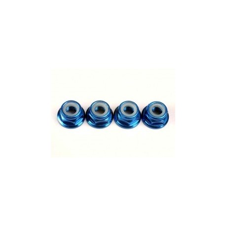 Nuts 5mm flanged nylon locking (ALUM blue-anod) (4)