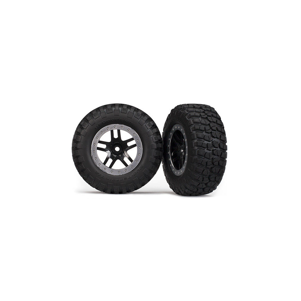 Tires & wheels, assembled, glued SCT Split-Spoke, black (2)
