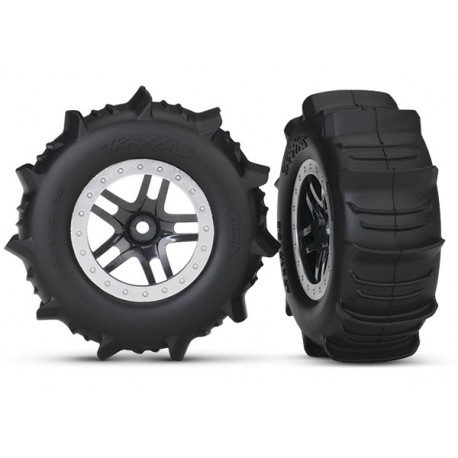 Tires wheels, assembled, glued SCT Split-Spoke satin chrome