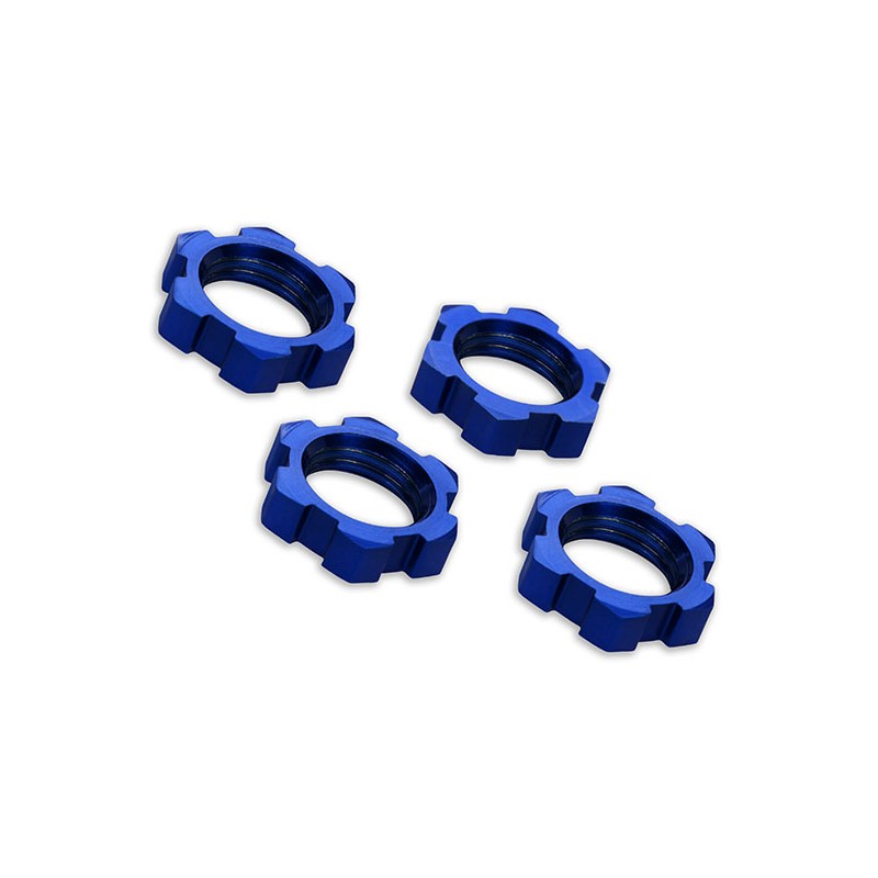Wheel nuts, splined, 17mm, serrated (blue-anod) (4)