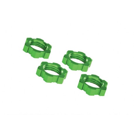 Wheel nuts, splined, 17mm, serrated (green-anod) (4)