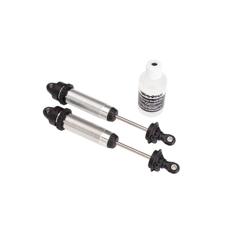 Shocks, GTR, 134mm, silver ALUM (fully assembled wo springs)