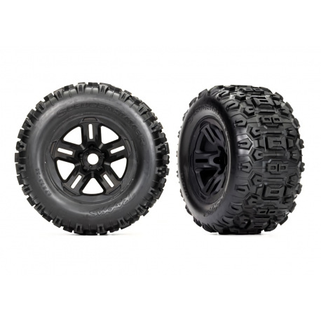 Tires and wheels, assembled, 3.8 black wheels, Sledgehammer