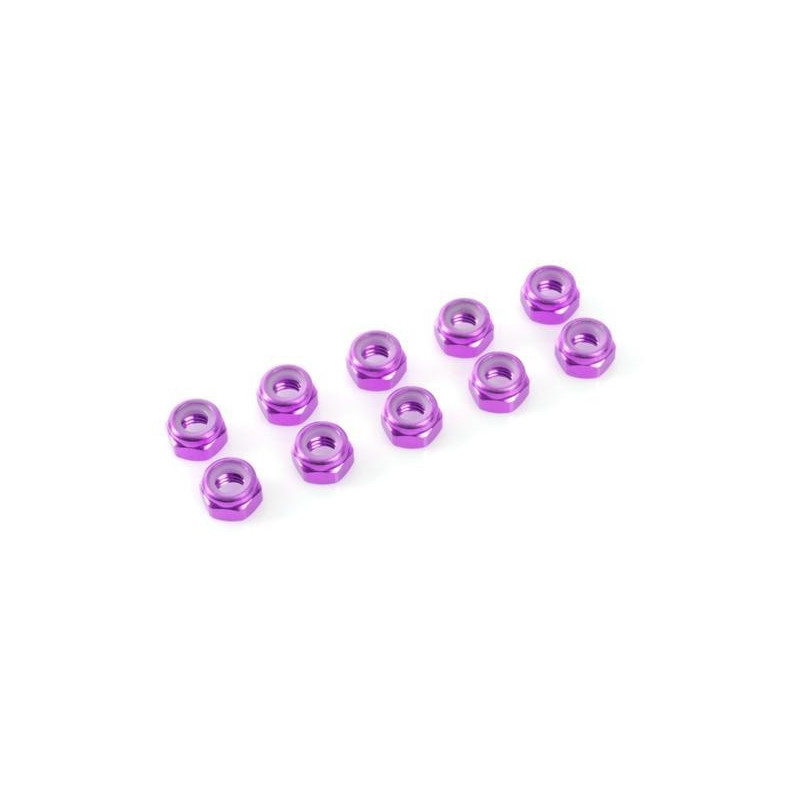 Nylstop nut M4 Purple , Aluminium (10pcs)