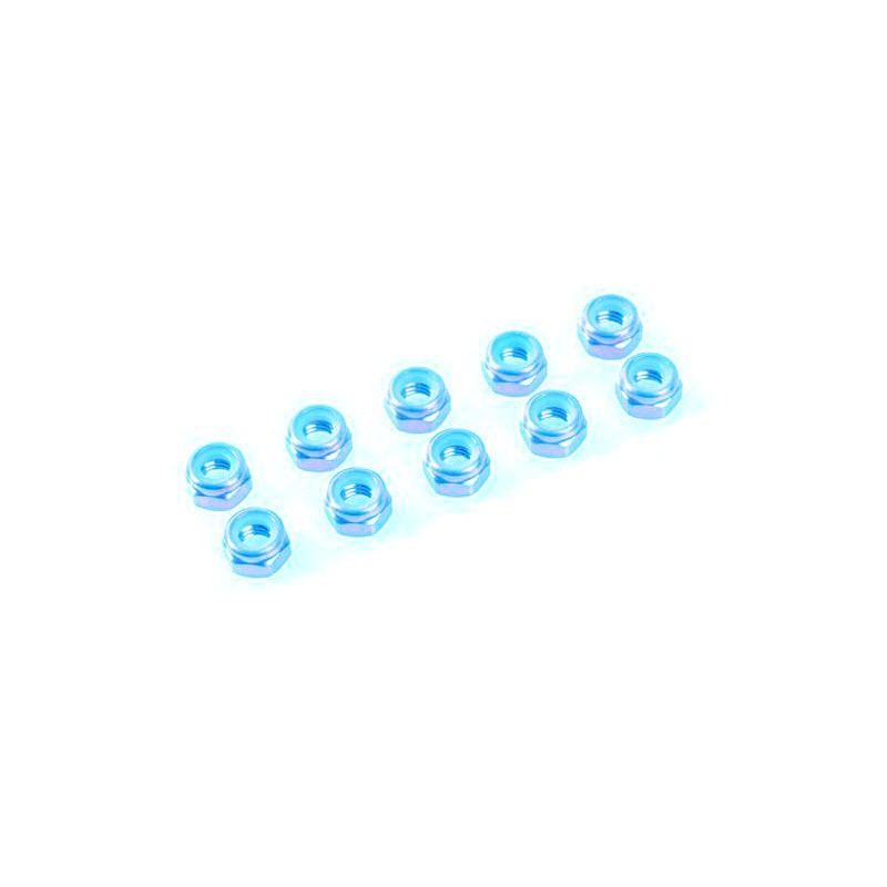 Nylstop nut M4 Blue , Aluminium (10pcs)