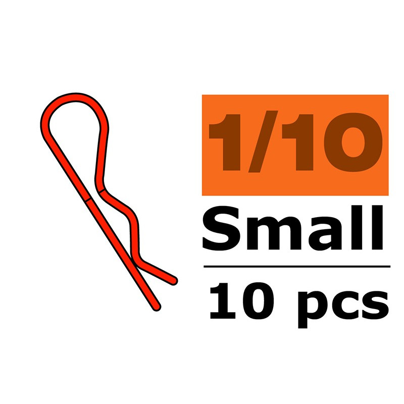 Body Clips - 45° Bent - Small - Red - 10 pcs