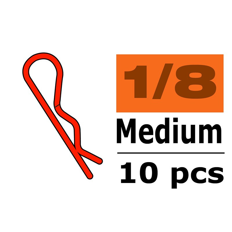 Body Clips - 45° Bent - Medium - Red - 10 pcs