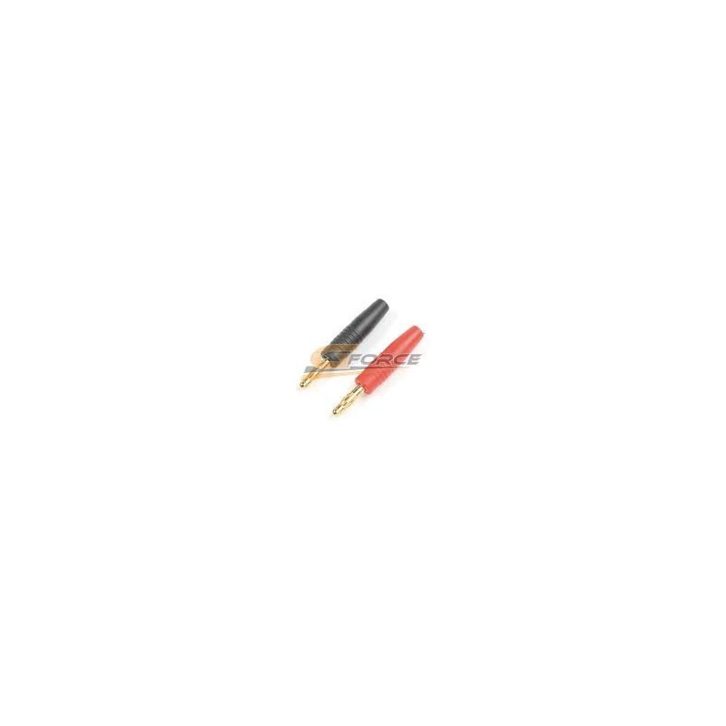 Banana gold connectors 4mm, Black + Red (1set)