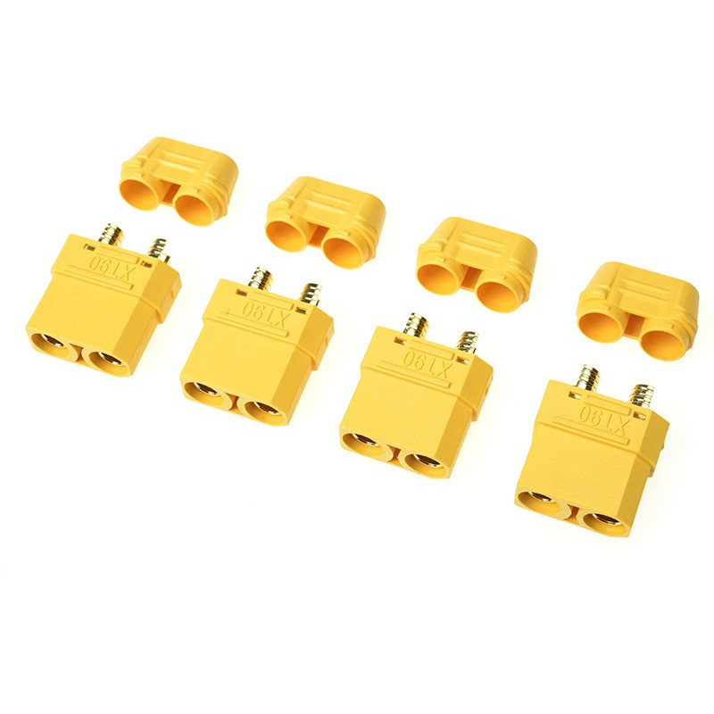 Connector - XT-90H - w/ Cap - Gold Plated - Male - 4 pcs