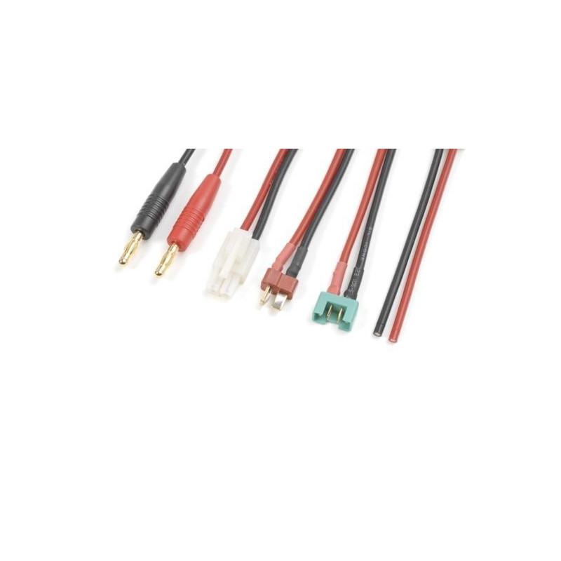 Combo charge lead Tamiya Male + MPX Female + Deans Male + Free wire, silicon wire 16AWG
