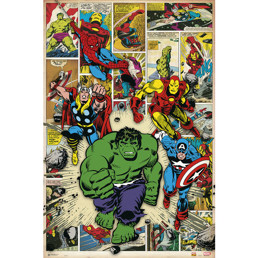POSTER MARVEL HERÓIS CLÁSSICOS COMIC