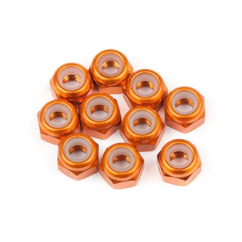 ALUMINUM THIN LOCK NUT M3 (ORANGE/10PCS)