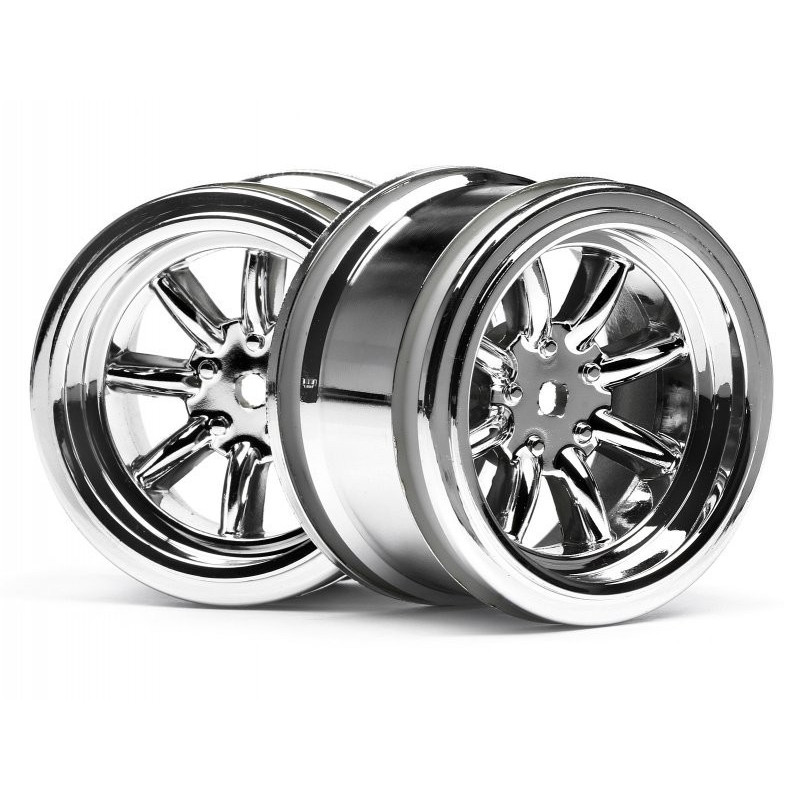 VINTAGE 8 SPOKE WHEEL 31mm SHINY CHROME 6mm OFFSET