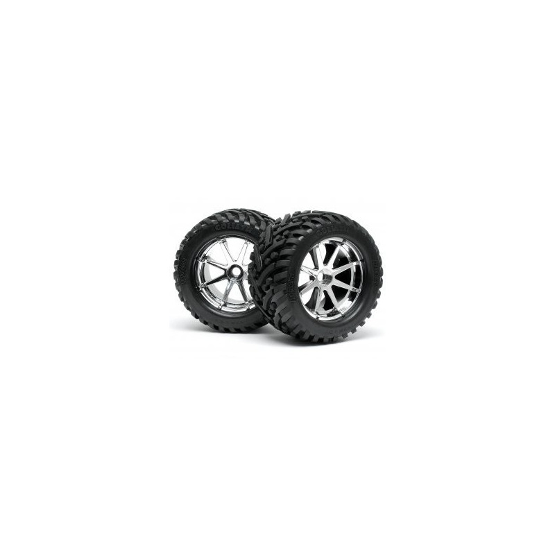 MOUNTED GOLIATH TYRE 178X97MM ON BLAST WHEEL CHROM