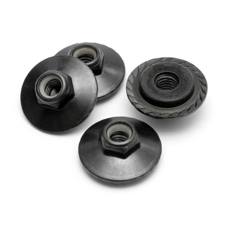 Flanged Lock Nut M5x8mm Black/4pcs/Clockwise