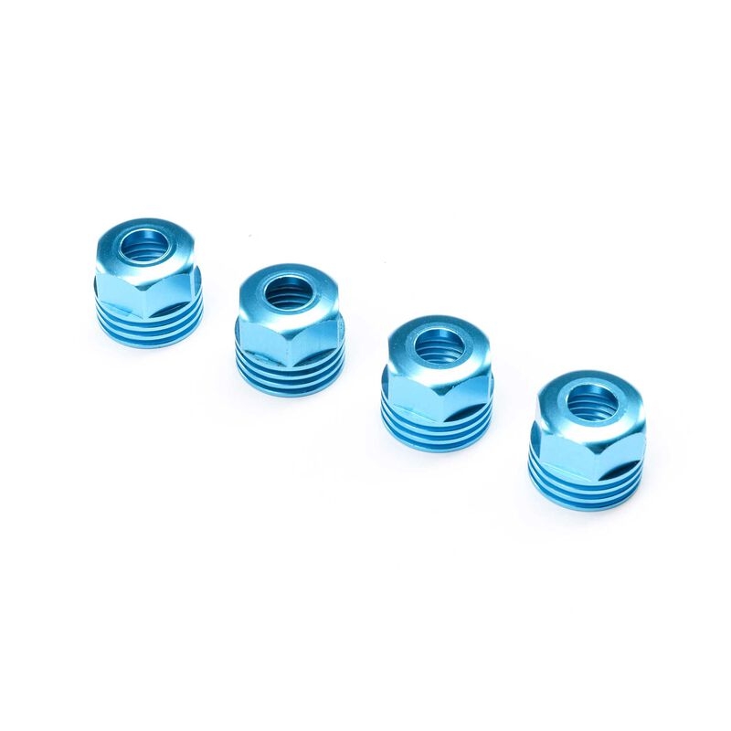 Lower shock caps, aluminum, king blue (4): sbr 2.0