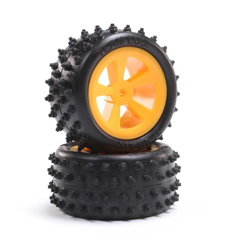 4 row rear tires, mounted, orange (2): mini jrx2