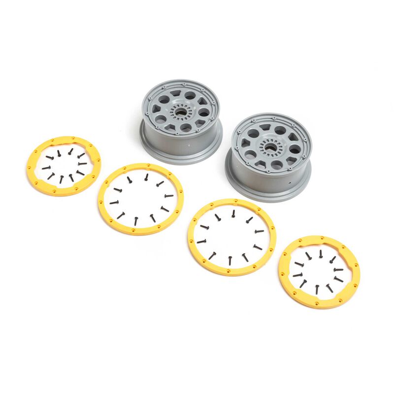 Wheels, silver, yellow beadlock (2): dbxl 2.0