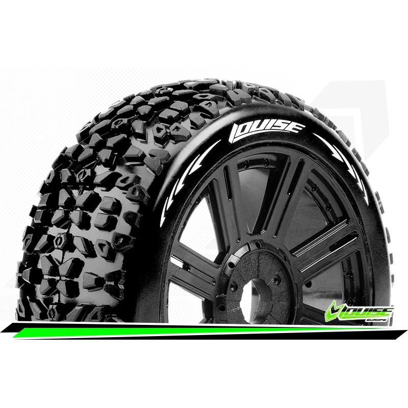 B-MAZINGER - 1-8 Buggy Tire Set - Mounted - Soft - Black Spo - Image 2
