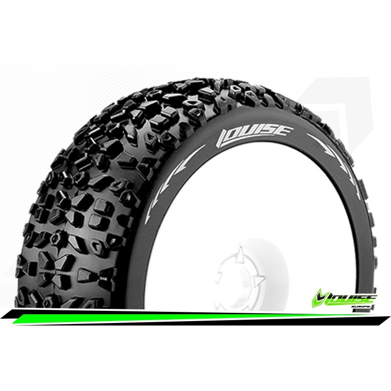 B-MAZINGER - 1-8 Buggy Tire Set - Mounted - Soft - White Whe - Image 2