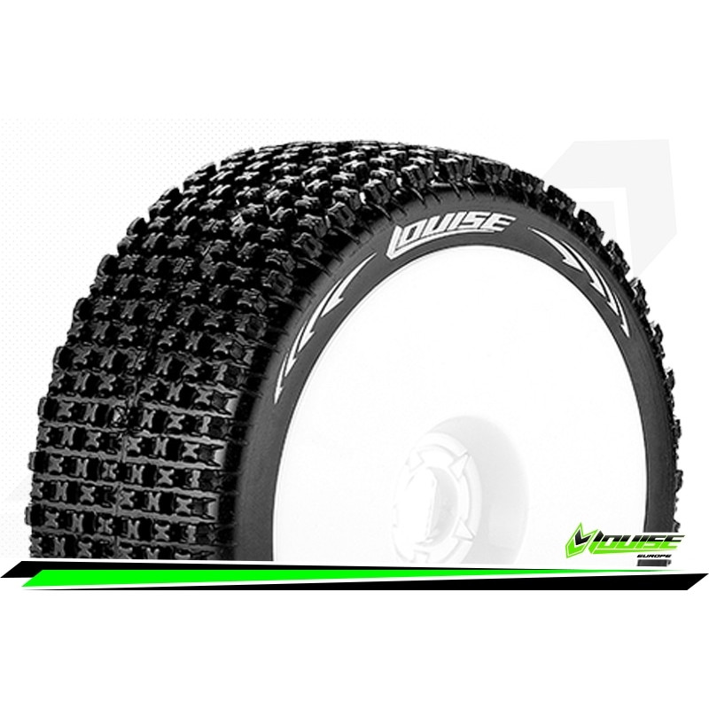 B-PIRATE - 1-8 Buggy Tire Set - Mounted - Soft - White Wheel
