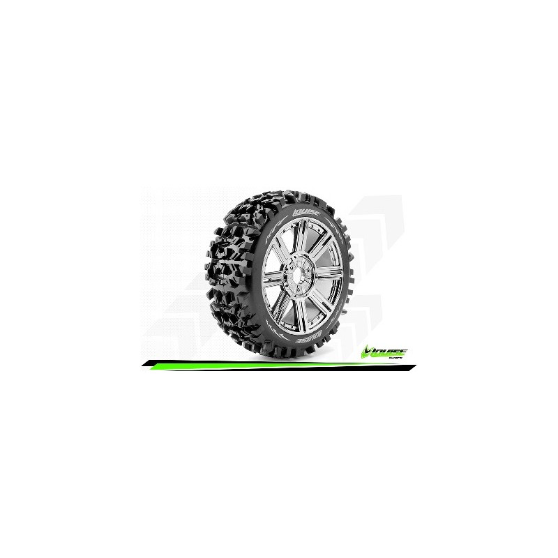 B-PIONEER 1:8 Buggy Tire Set Mounted Soft Black-Chrome - Image 2