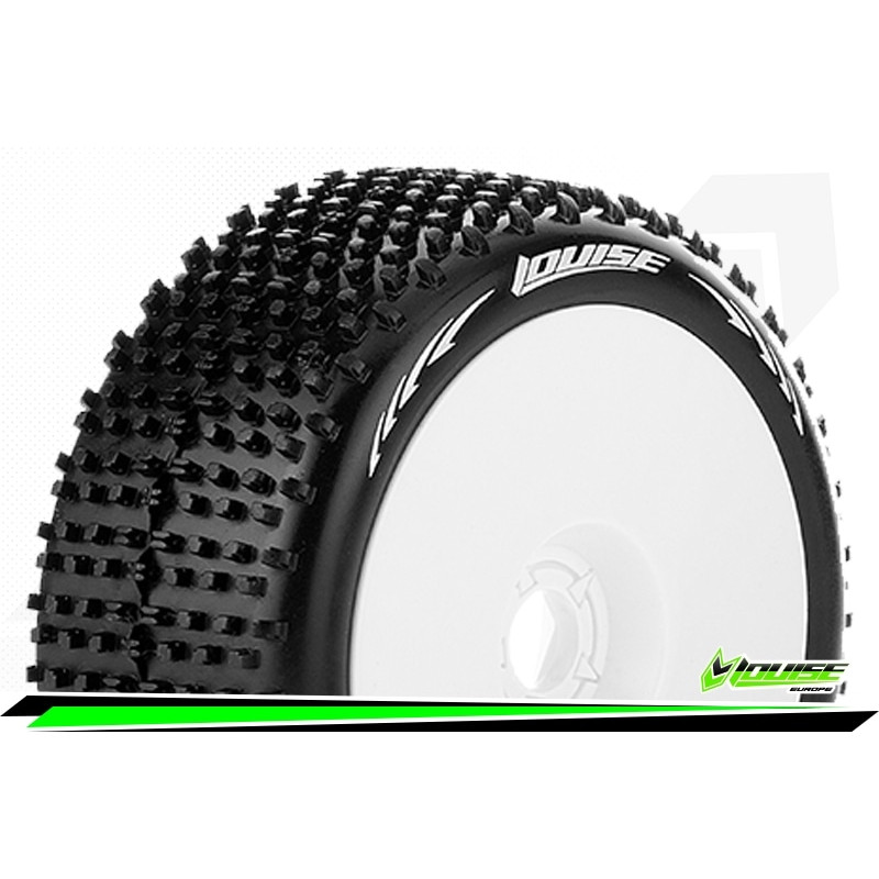 B-HORNET - 1-8 Buggy Tire Set - Mounted - Super Soft - White