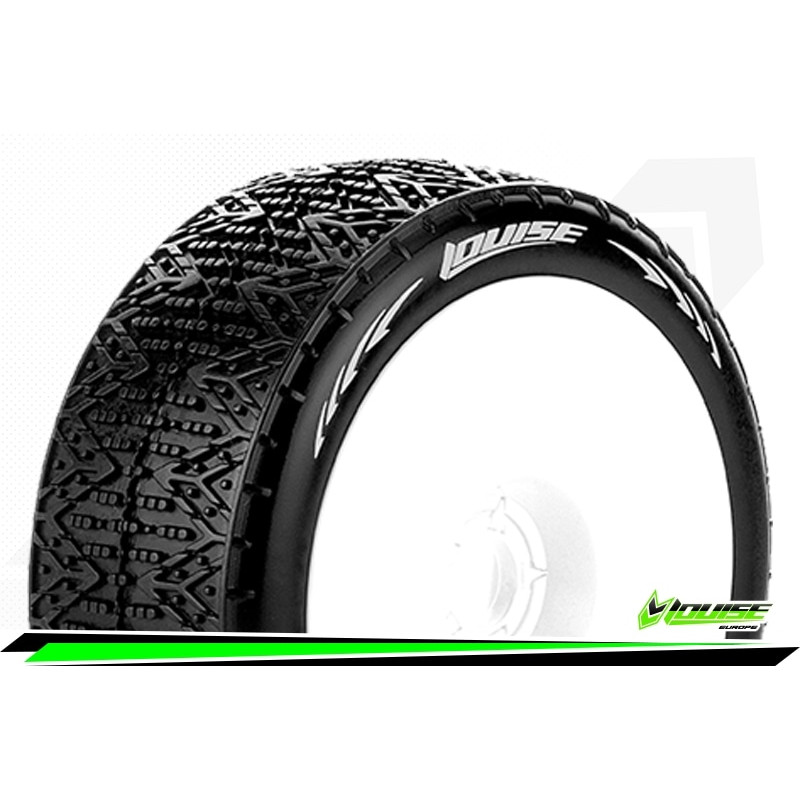 B-PHANTOM - 1-8 Buggy Tire Set - Mounted - Soft - White Whee