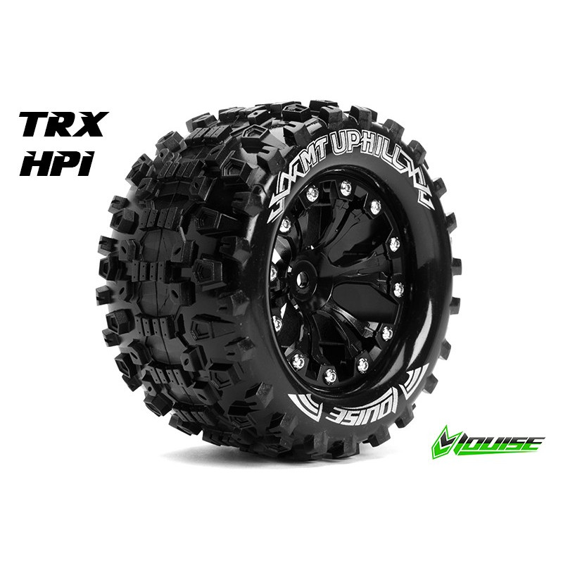 MT-UPHILL 1:10 Monster Truck Tire Set Mounted Soft Black 2.8