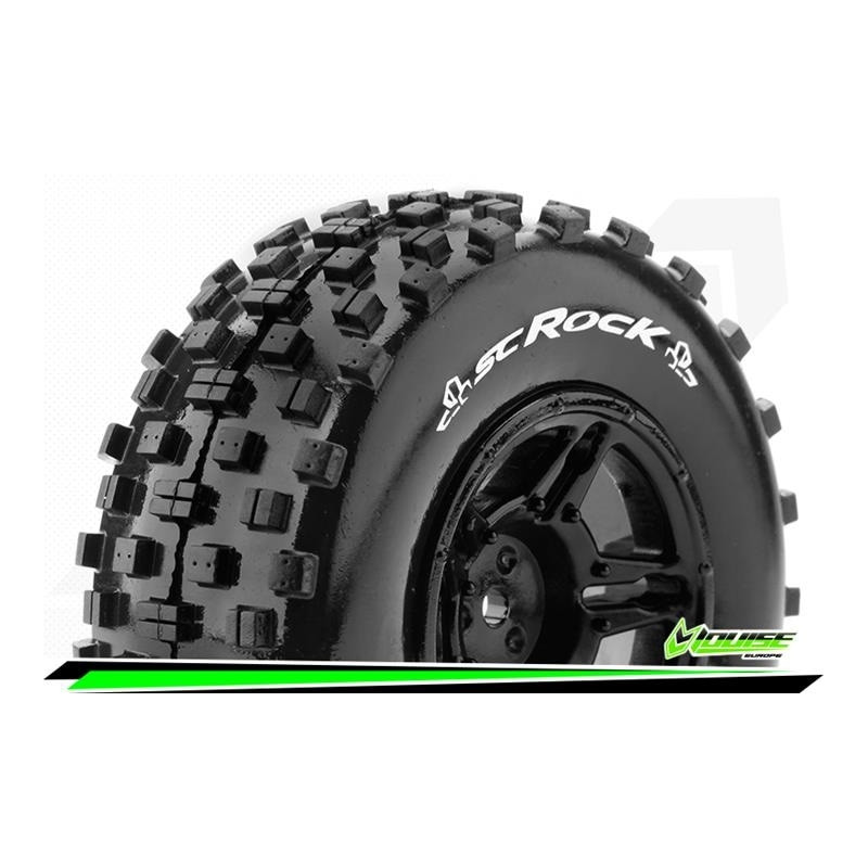 SC-ROCK - 1-10 Short Course Tire Set - Mounted - Soft - Bla