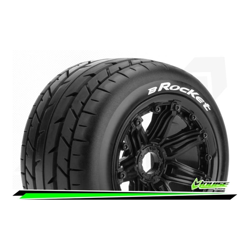 B-ROCKET - 1-5 Buggy Tire Set - Mounted - Sport - Black Bea