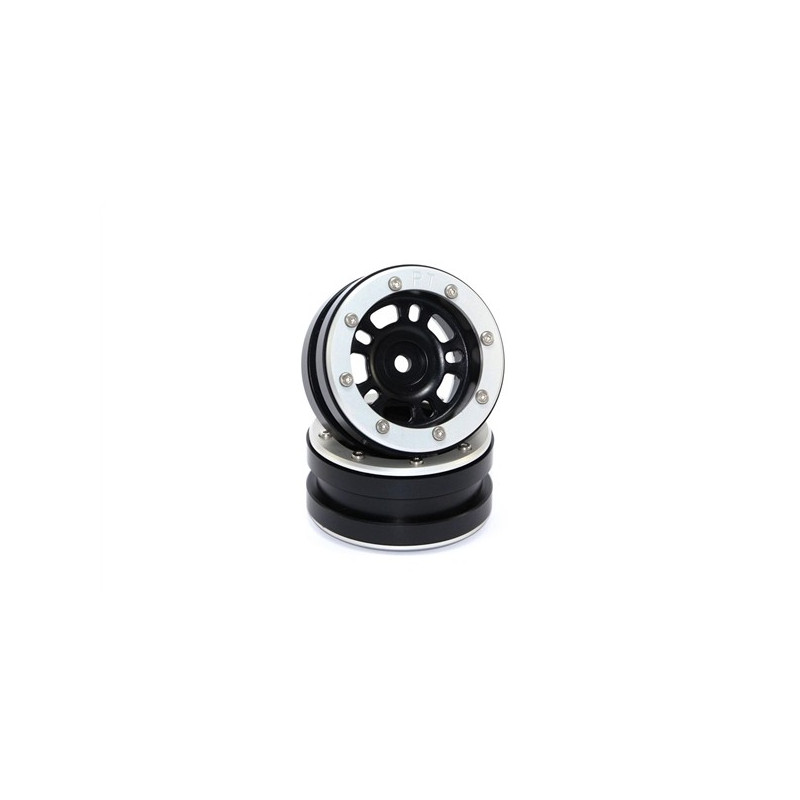 Beadlock Wheels PT- Distractor Black/Silver 1.9 (2 pcs)