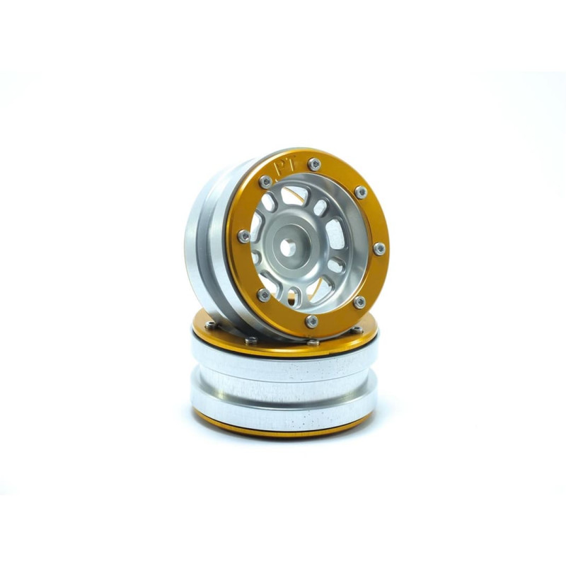 Beadlock Wheels PT- Distractor Silver/Gold 1.9