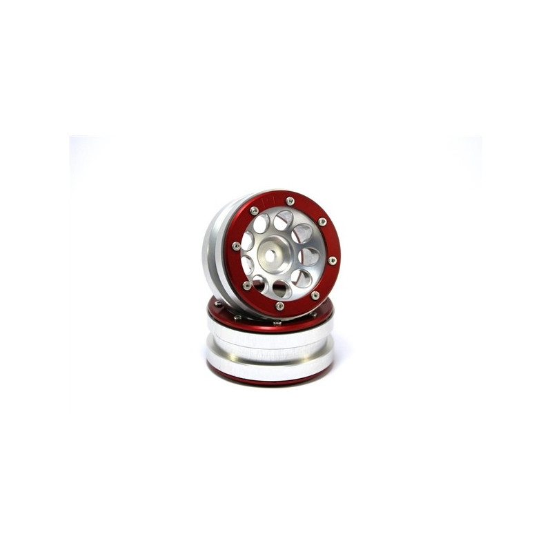 Beadlock Wheels PT- Ecohole Silver/Red 1.9 (2 pcs)