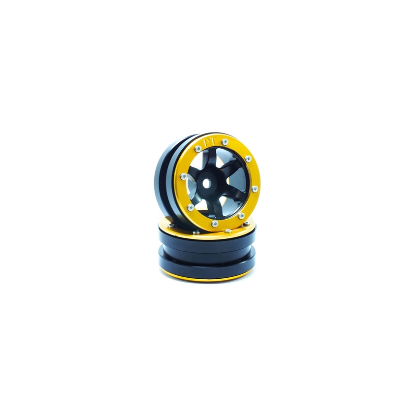 Beadlock Wheels PT- Wave Black/Gold 1.9