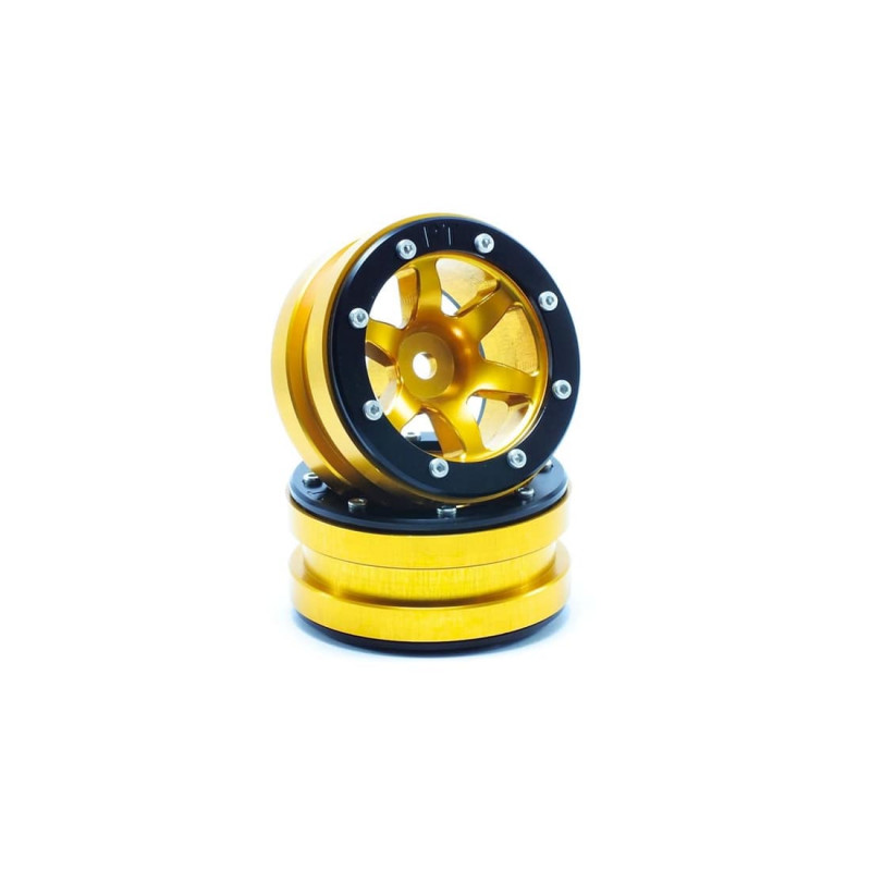 Beadlock Wheels PT- Wave Gold/Black 1.9