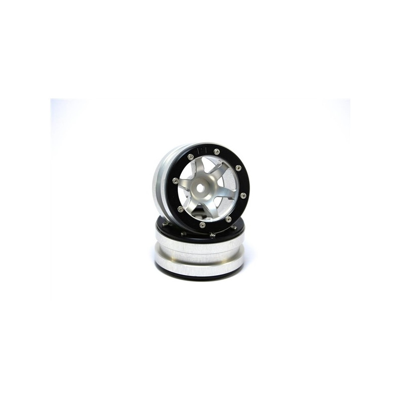 Beadlock Wheels PT- Wave Silver/Black 1.9