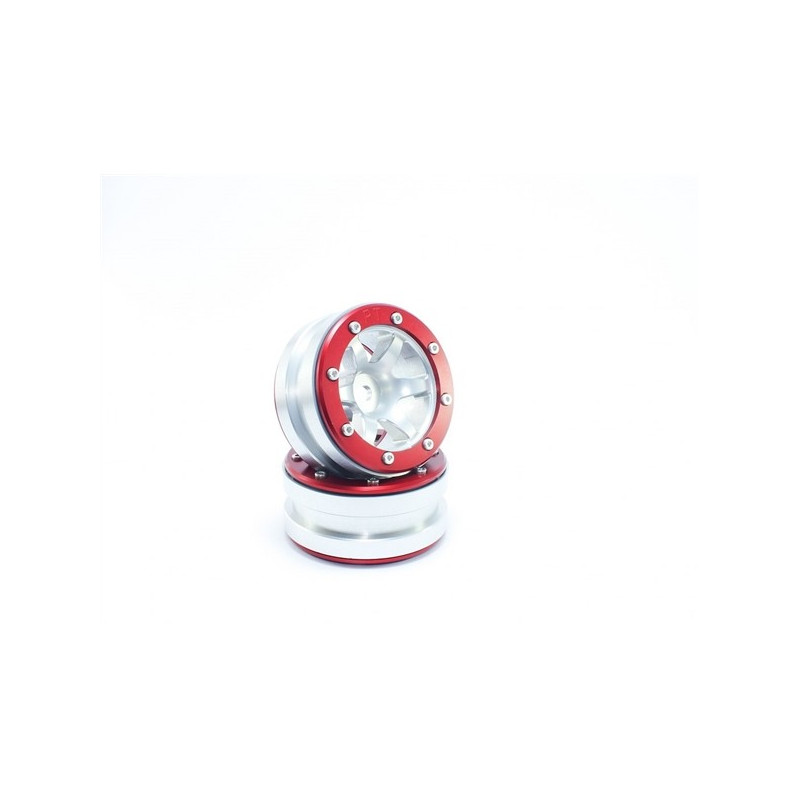 Beadlock Wheels PT- Wave Silver/Red 1.9 (2 pcs)
