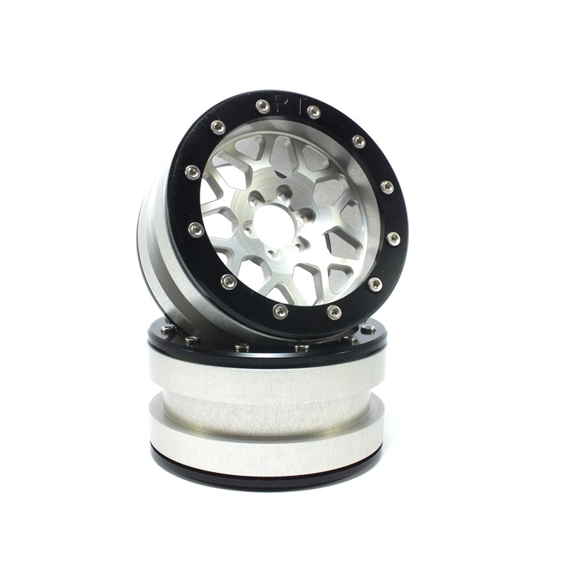 Beadlock Wheels PT-Mesh Silver/Black 2.2