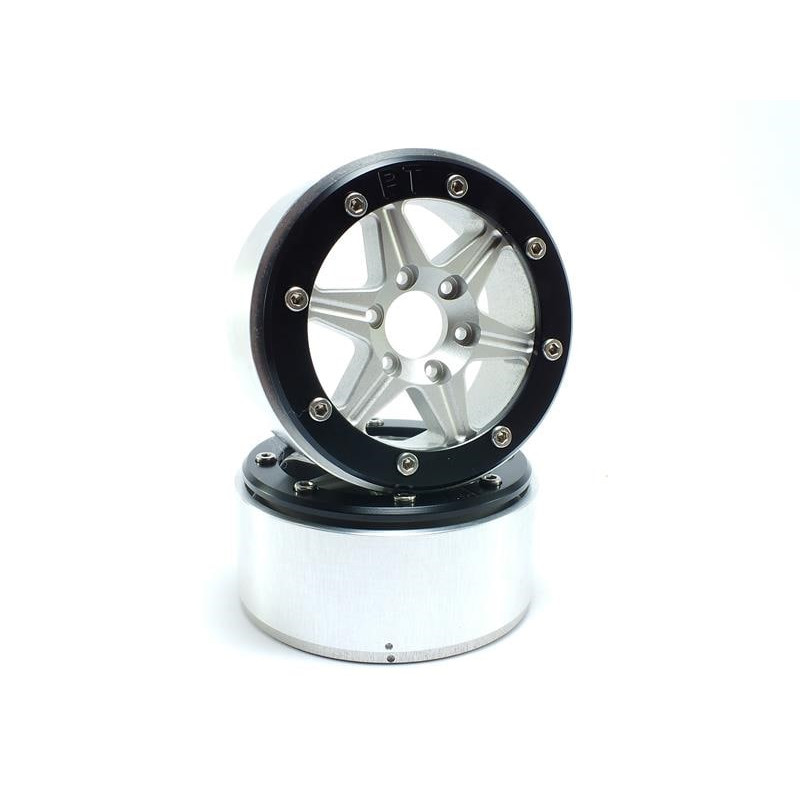 Beadlock Wheels PT-Sixstar Silver/Black 1.9