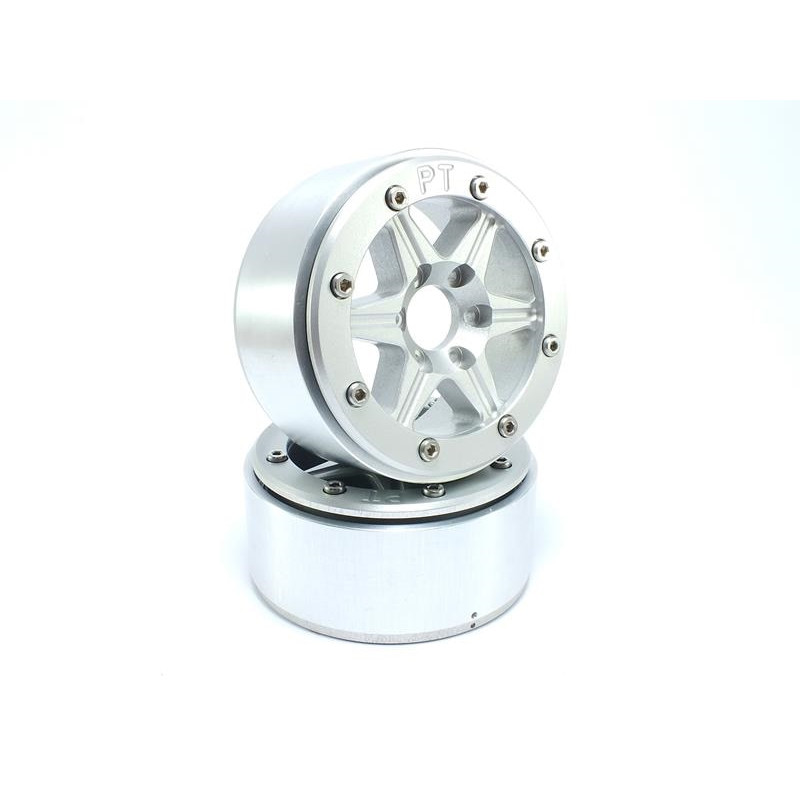 Beadlock Wheels PT-Sixstar Silver/Silver 1.9
