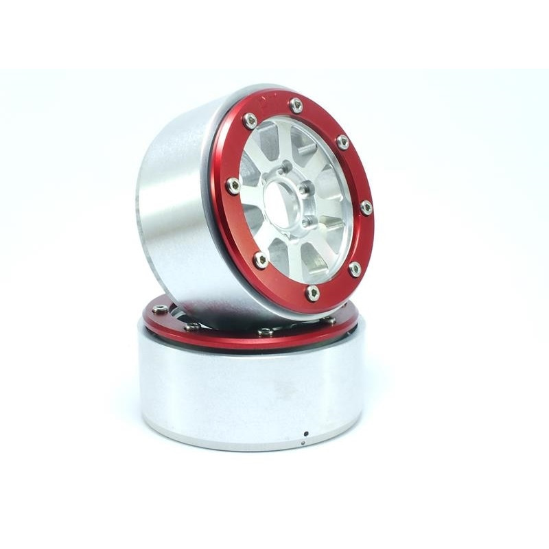 Beadlock Wheels PT-Hammer Silver/Red 1.9