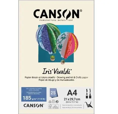 Papel A4 CANSON Vivaldi Creme 185Gr - 50 Folhas ISO 9706