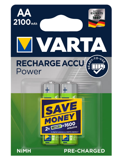 Pilhas Recarregáveis AA 1.2V 2100mAh Varta 2un