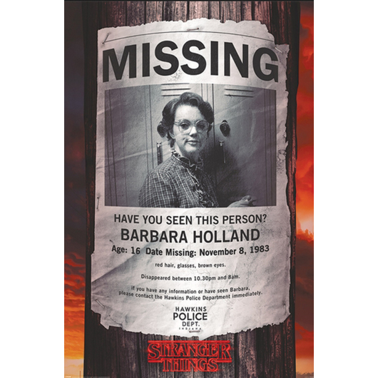 POSTER STRANGER THINGS BARB MISSING