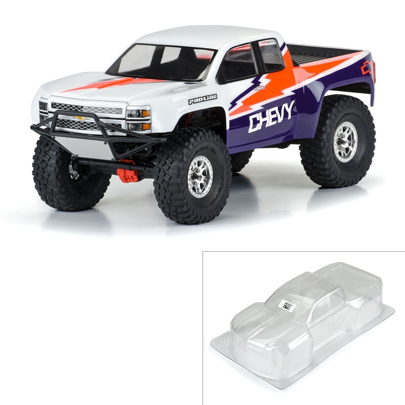1/10 2015 chevy silverado pre-runner clear body 12.3’’ wb crawlers