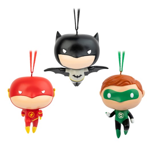 KIT DE 3 ENFEITES DE NATAL DC COMICS BATMAN, FLASH E GREEN LANTERN